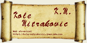 Kole Mitraković vizit kartica